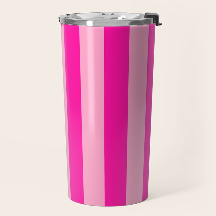Pink Stripes Preppy Modern Travel Mug Gallery Image 2