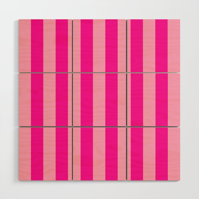 Pink Stripes Preppy Modern Wood Wall Art Gallery Image 1