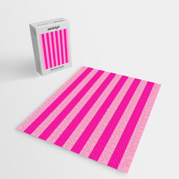 Pink Stripes Preppy Modern Jigsaw Puzzle Gallery Image 2