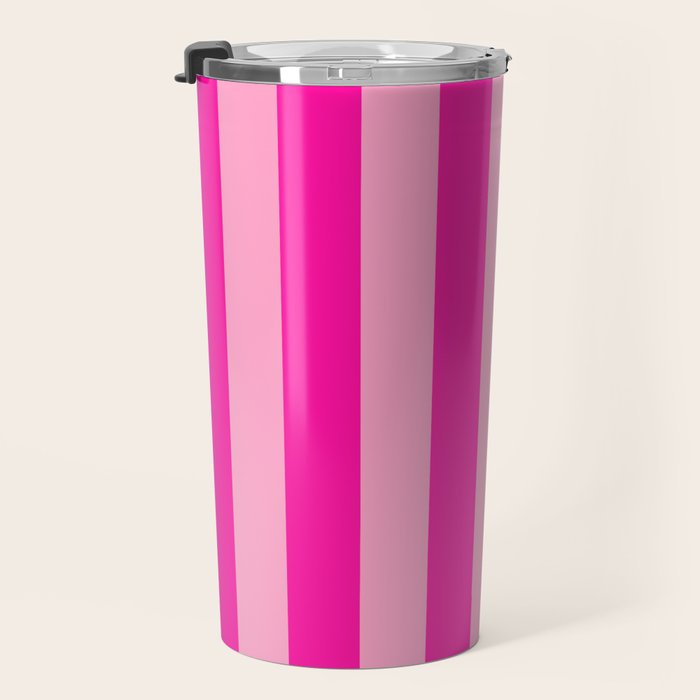Pink Stripes Preppy Modern Travel Mug Gallery Image 3