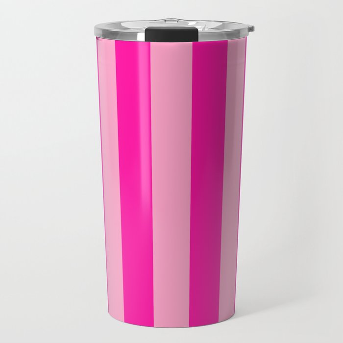 Pink Stripes Preppy Modern Travel Mug Gallery Image 1