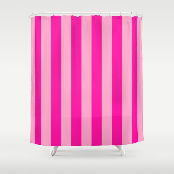 Pink Stripes Preppy Modern Shower Curtain Gallery Image 1