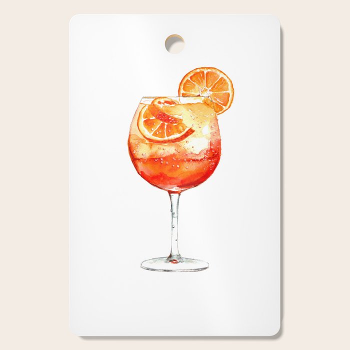 Cocktails. Aperol Spritz. Watercolor Painting. Cutting Board Gallery Image 1