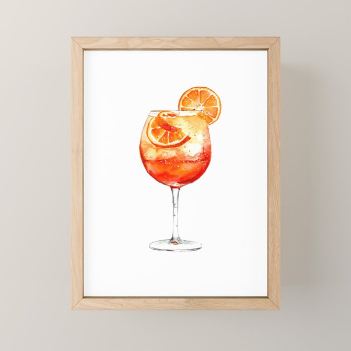 Cocktails. Aperol Spritz. Watercolor Painting. Mini Art Print Gallery Image 1