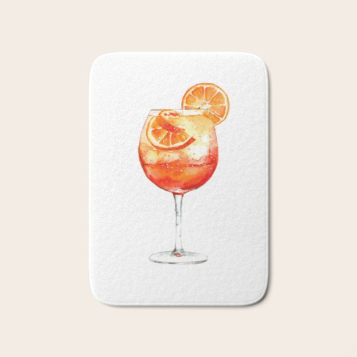 Cocktails. Aperol Spritz. Watercolor Painting. Bath Mat Gallery Image 1