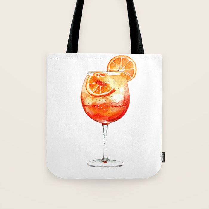 Cocktails. Aperol Spritz. Watercolor Painting. Tote Bag Gallery Image 1