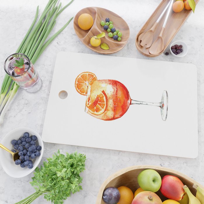 Cocktails. Aperol Spritz. Watercolor Painting. Cutting Board Gallery Image 2