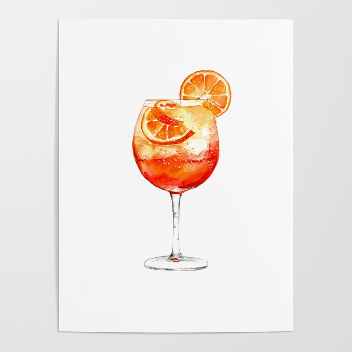 Cocktails. Aperol Spritz. Watercolor Painting. Poster Gallery Image 4
