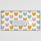 Spring Tulips X Rainbow Mid Century Flowers Desk Mat Gallery Image 1