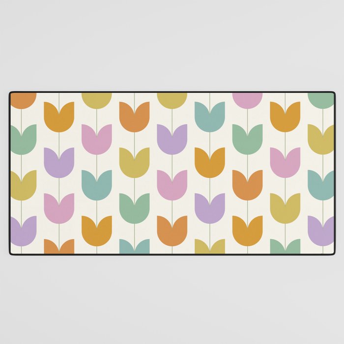 Spring Tulips X Rainbow Mid Century Flowers Desk Mat Gallery Image 3