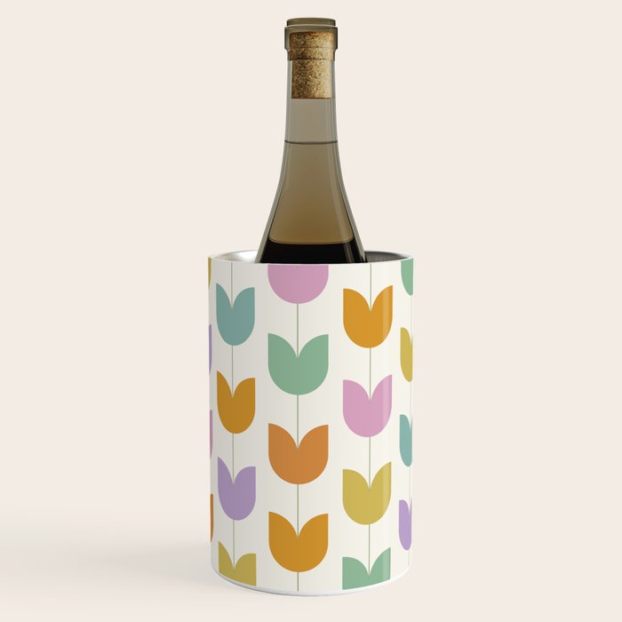 Spring Tulips X Rainbow Mid Century Flowers Wine Chiller Gallery Image 3