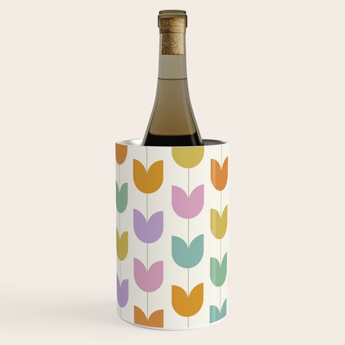 Spring Tulips X Rainbow Mid Century Flowers Wine Chiller Gallery Image 2