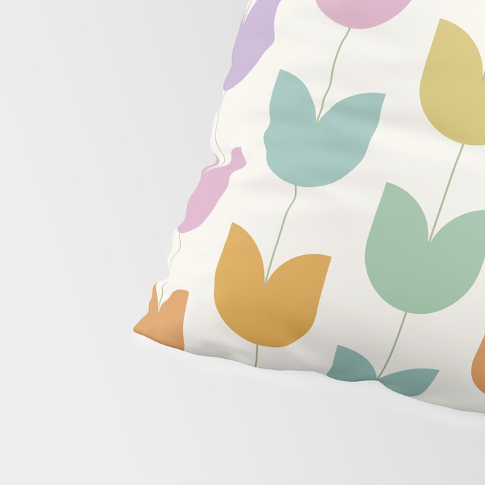 Spring Tulips X Rainbow Mid Century Flowers Pillow Sham Gallery Image 4
