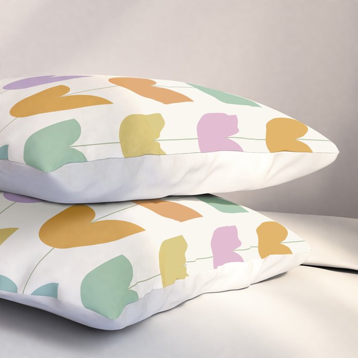 Spring Tulips X Rainbow Mid Century Flowers Pillow Sham Gallery Image 3