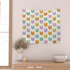 Spring Tulips X Rainbow Mid Century Flowers Wall Tapestry Gallery Image 2