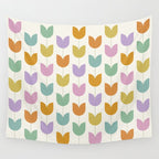 Spring Tulips X Rainbow Mid Century Flowers Wall Tapestry Gallery Image 4
