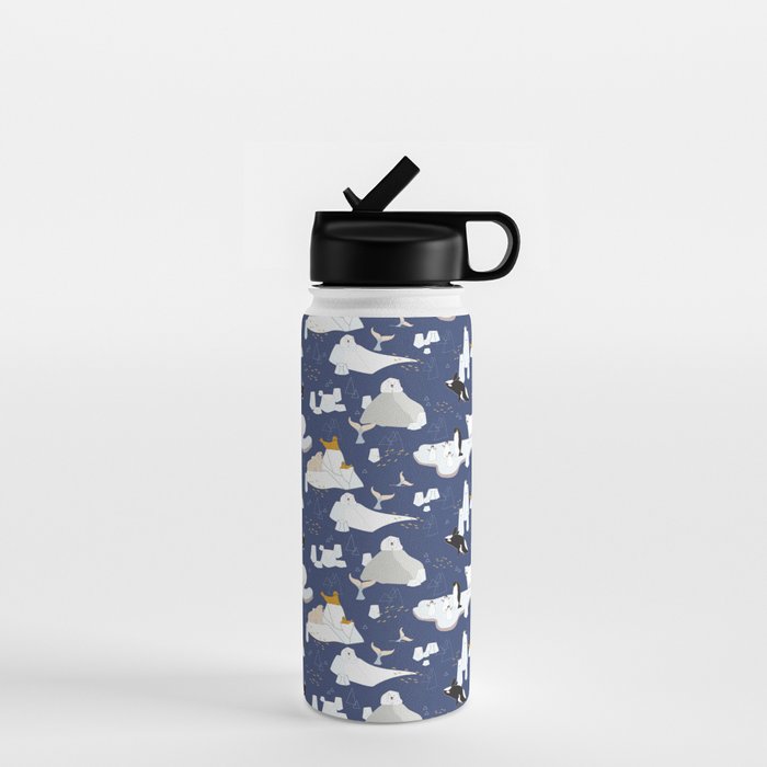 Arctic animals floating on icebergs Water Bottle Gallery Image 1