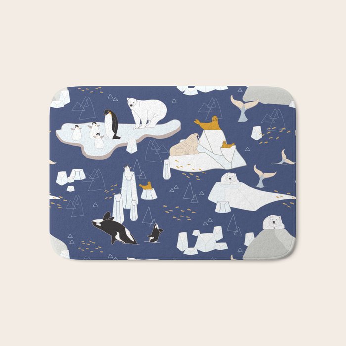 Arctic animals floating on icebergs Bath Mat Gallery Image 1