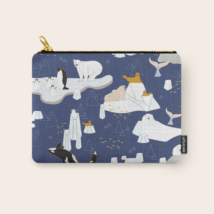 Arctic animals floating on icebergs Carry All Pouch Gallery Image 1