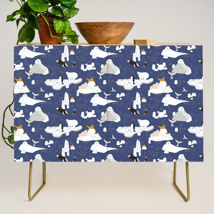 Arctic animals floating on icebergs Credenza Gallery Image 1