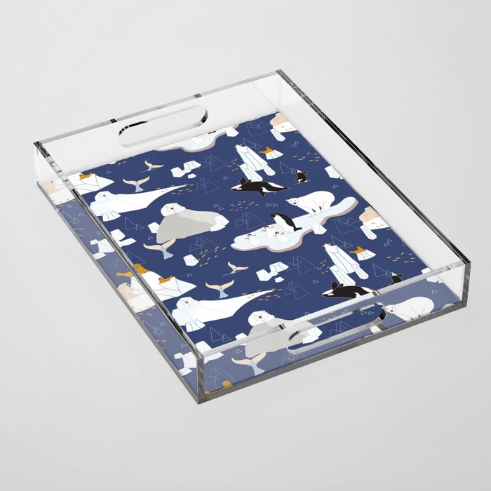 Arctic animals floating on icebergs Acrylic Tray Gallery Image 1