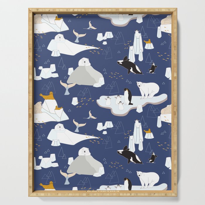 Arctic animals floating on icebergs Serving Tray Gallery Image 1