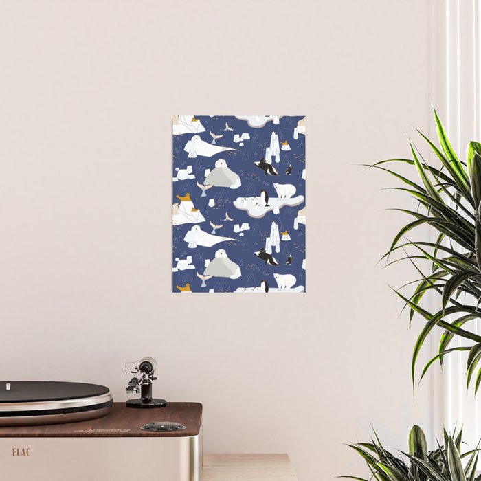 Arctic animals floating on icebergs Poster Gallery Image 2