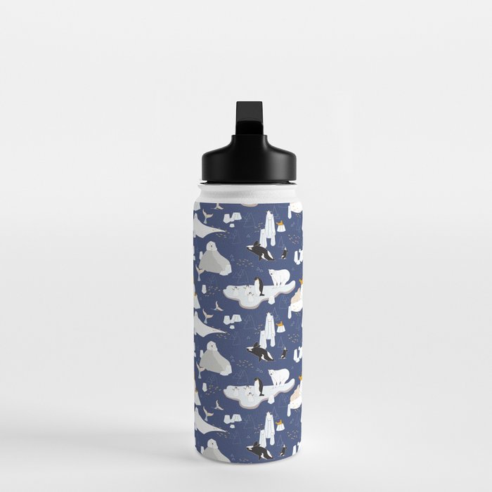 Arctic animals floating on icebergs Water Bottle Gallery Image 3