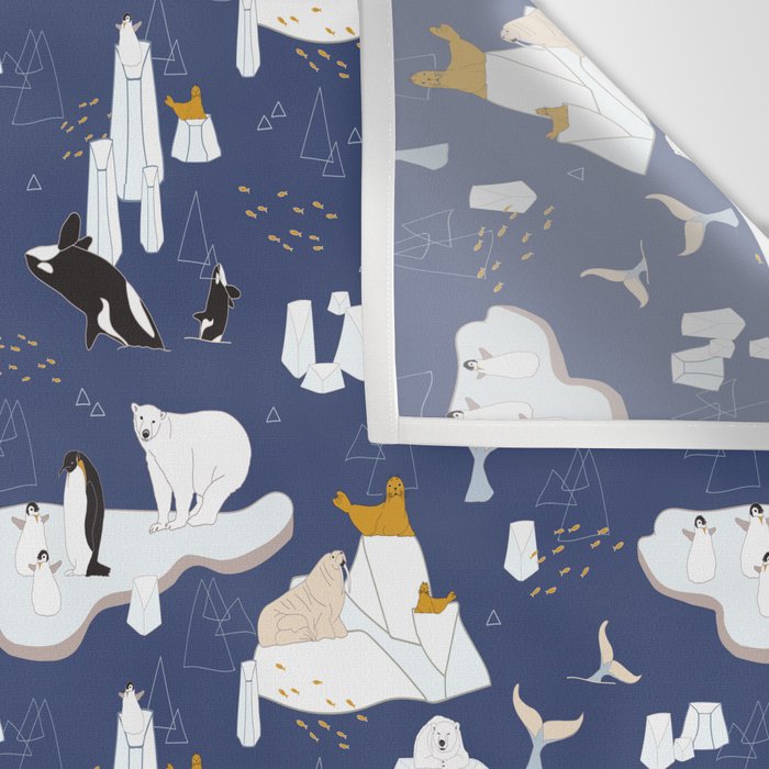 Arctic animals floating on icebergs Wall Tapestry Gallery Image 3