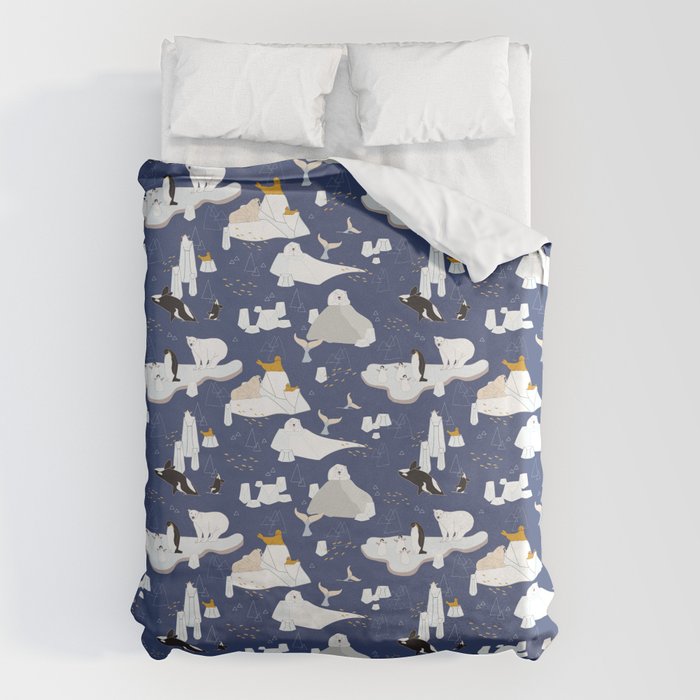 Arctic animals floating on icebergs Duvet Cover Gallery Image 6