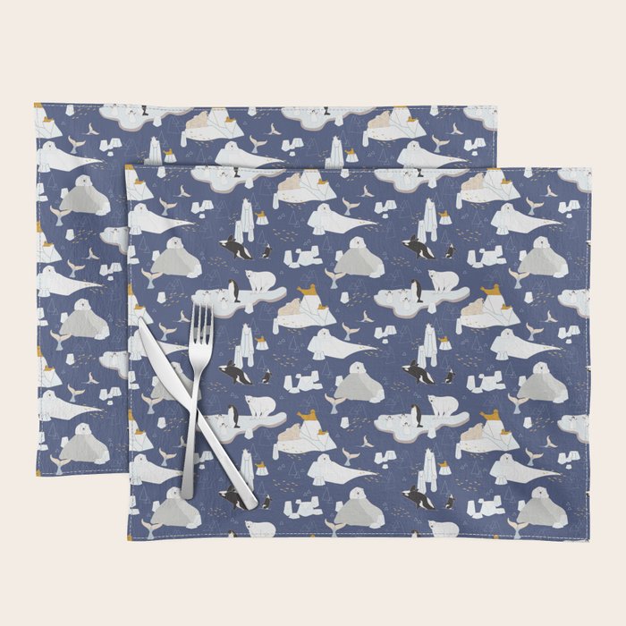 Arctic animals floating on icebergs Placemat Gallery Image 1