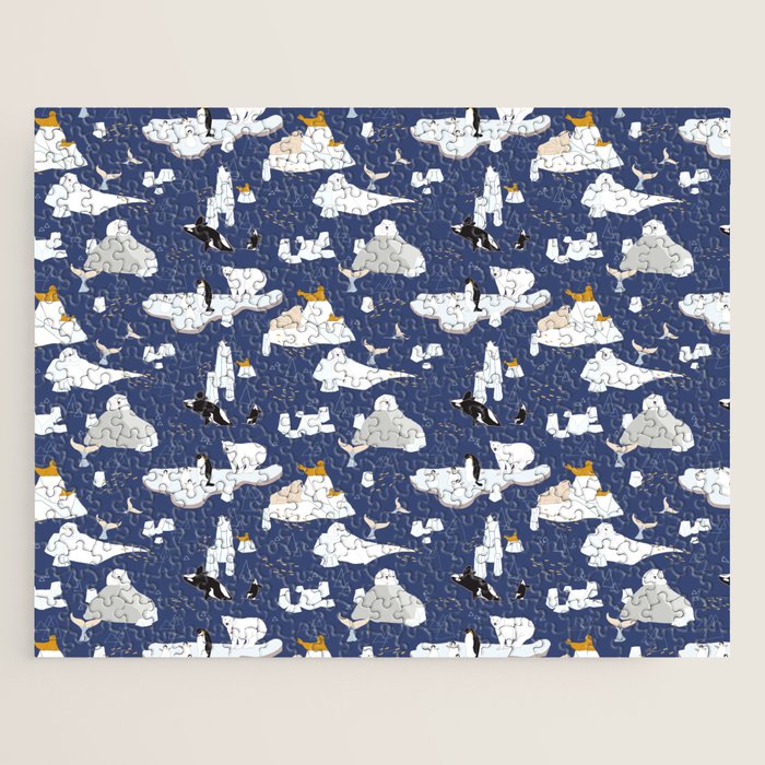 Arctic animals floating on icebergs Jigsaw Puzzle Gallery Image 1