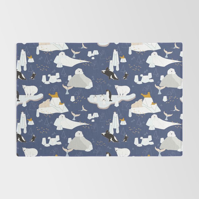 Arctic animals floating on icebergs Rug Gallery Image 2