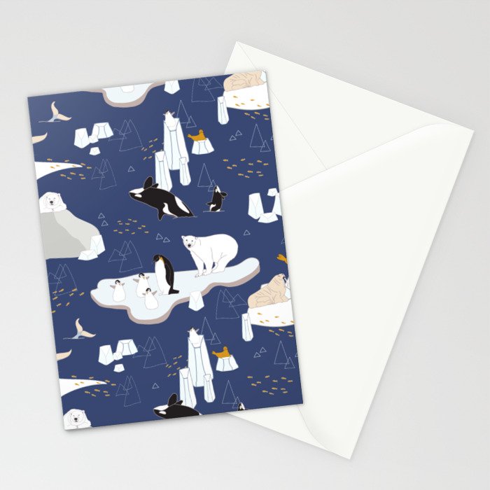 Arctic animals floating on icebergs Stationery Card Gallery Image 2