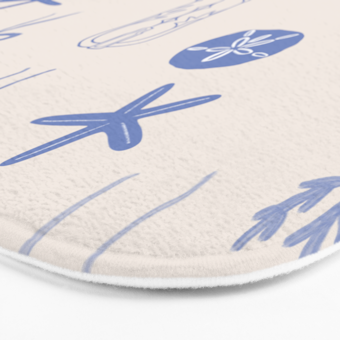 Coastal Cowgirl | Beachy Blue Seashells & Boots Bath Mat Gallery Image 3