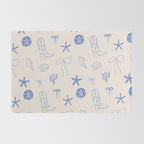 Coastal Cowgirl | Beachy Blue Seashells & Boots Rug Gallery Image 2