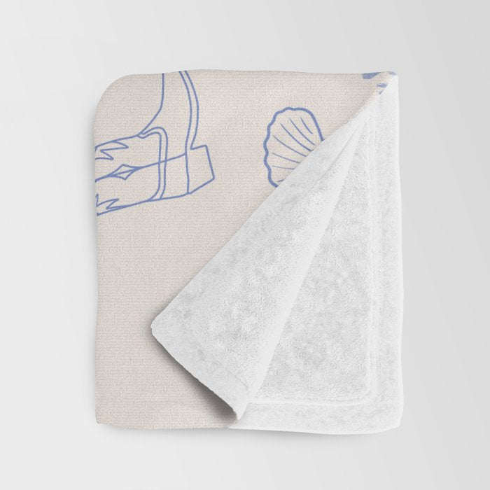 Coastal Cowgirl | Beachy Blue Seashells & Boots Throw Blanket Gallery Image 3
