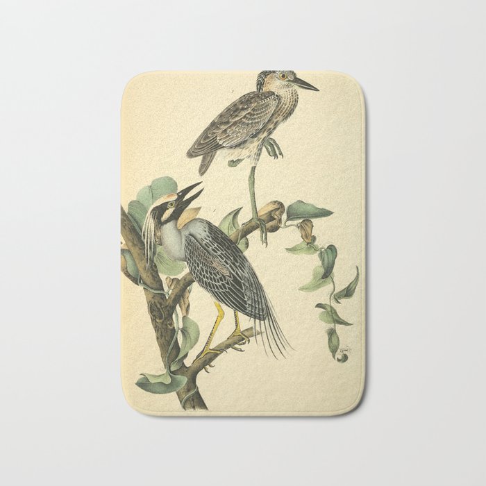 Yellow-crowned night heron by John Hames Audubon, 1840 (benefitting The Audubon Society) Bath Mat Gallery Image 1