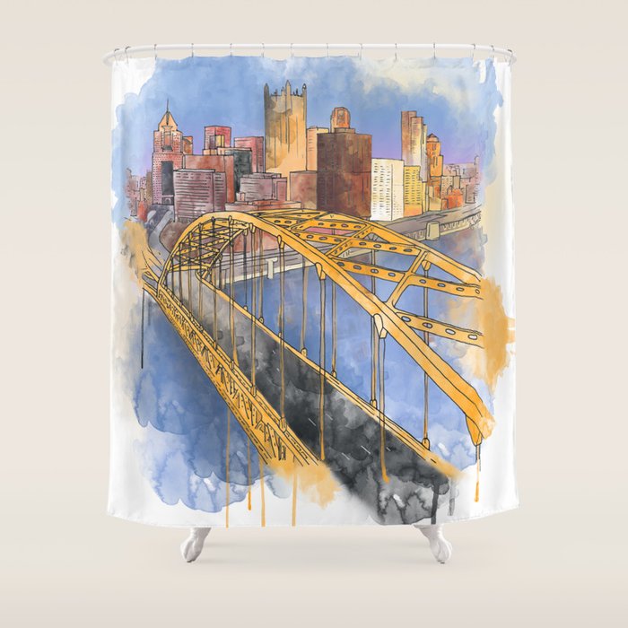 Pittsburgh Fort Pitt and Downtown Shower Curtain Gallery Image 1