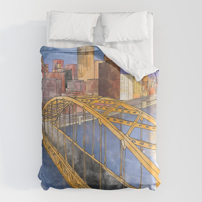 Pittsburgh Fort Pitt and Downtown Duvet Cover Gallery Image 1