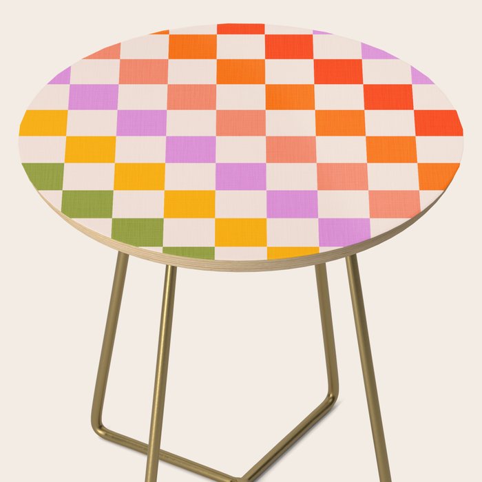 Mid Mod Rainbow Check pattern Side Table Gallery Image 2
