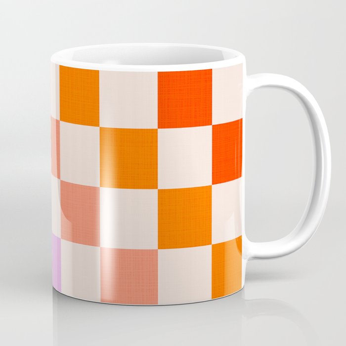 Mid Mod Rainbow Check pattern Coffee Mug Gallery Image 1