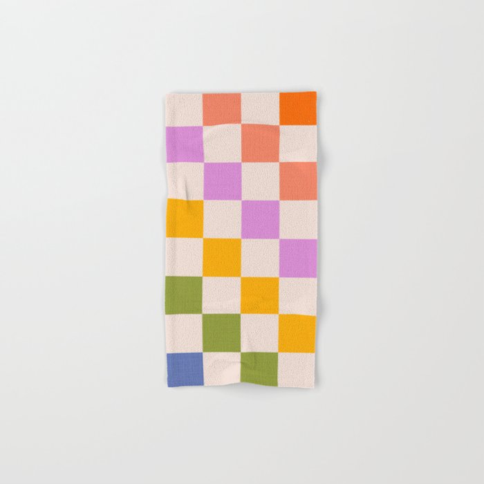 Mid Mod Rainbow Check pattern Bath Towel Gallery Image 1