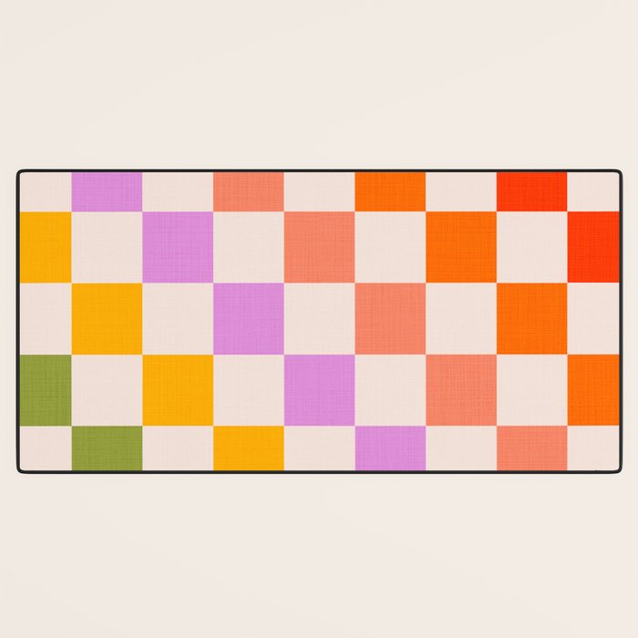 Mid Mod Rainbow Check pattern Desk Mat Gallery Image 3
