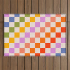 Mid Mod Rainbow Check pattern Outdoor Rug Gallery Image 1