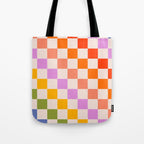 Mid Mod Rainbow Check pattern Tote Bag Gallery Image 1