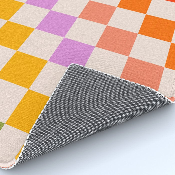 Mid Mod Rainbow Check pattern Rug Gallery Image 4
