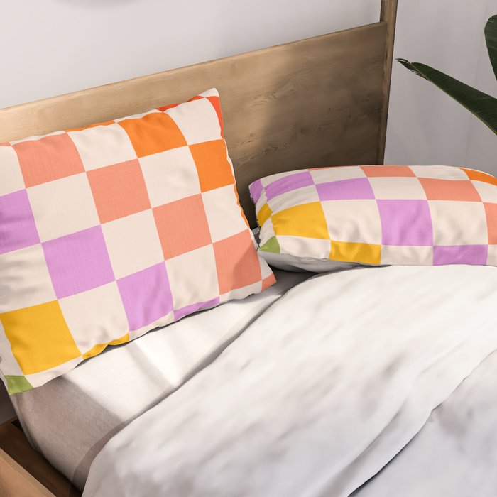 Mid Mod Rainbow Check pattern Pillow Sham Gallery Image 2