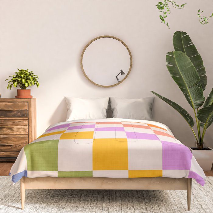 Mid Mod Rainbow Check pattern Comforter Gallery Image 3