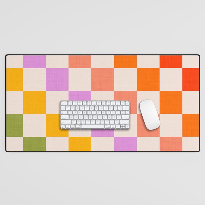 Mid Mod Rainbow Check pattern Desk Mat Gallery Image 1
